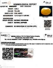 5.68/CT Natural Yellow Sapphire With Govt Lab Certificate (2331)